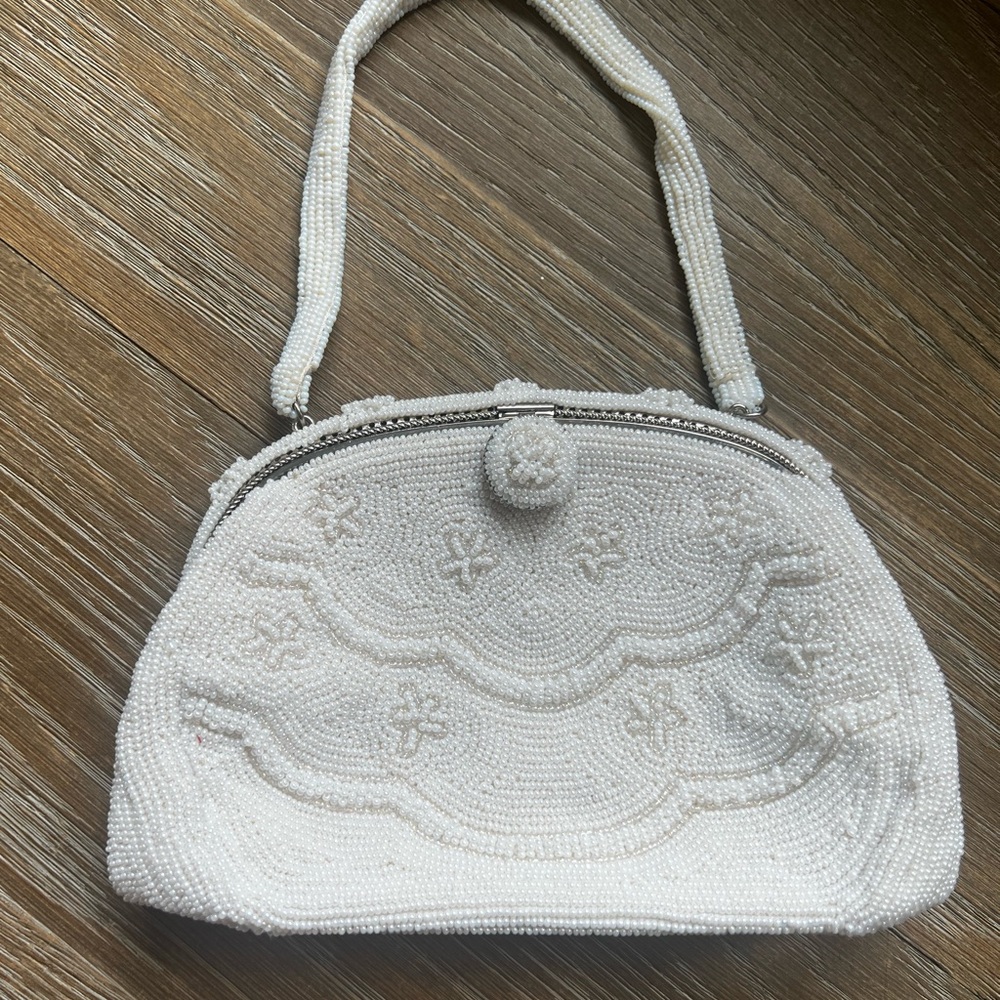Vintage La Regale white evening bag wedding bridal